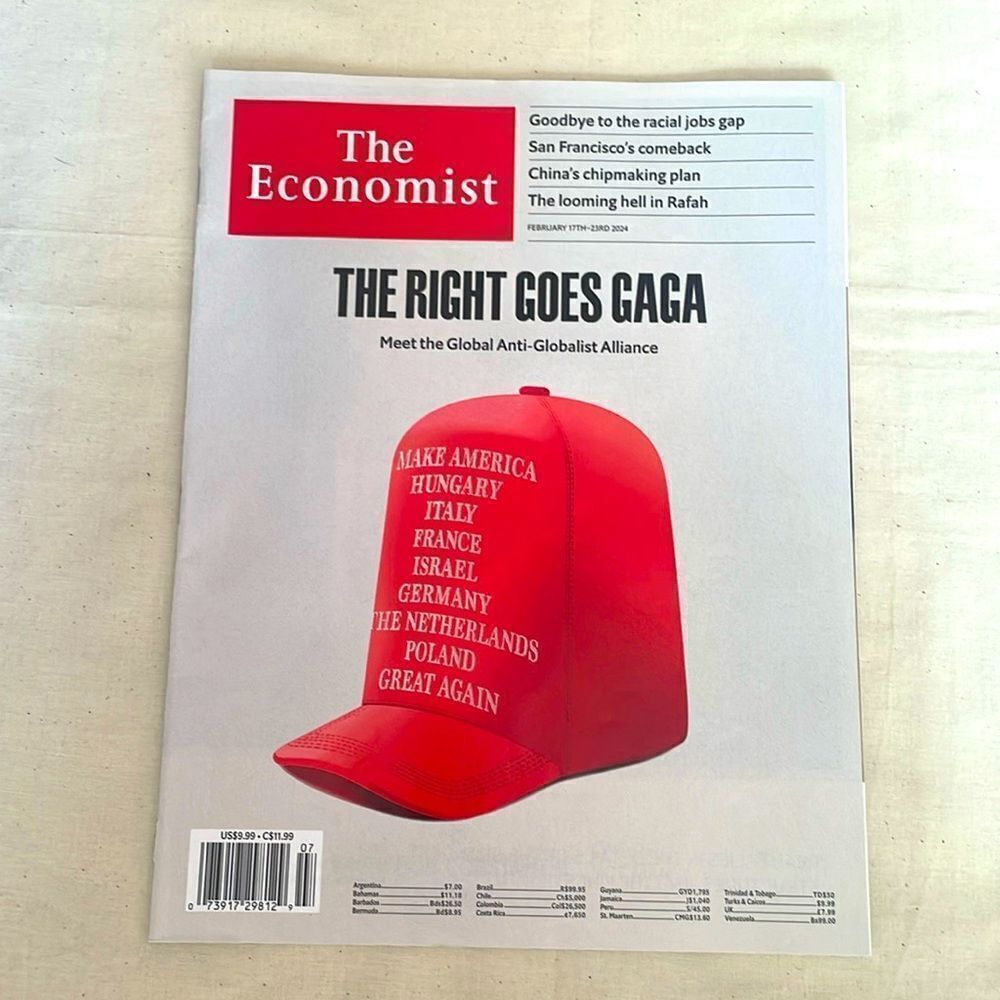 The Economist - “THE RIGHT GOES GAGA”- MAGA Hat Cover Art Feb 17th-23rd 2024